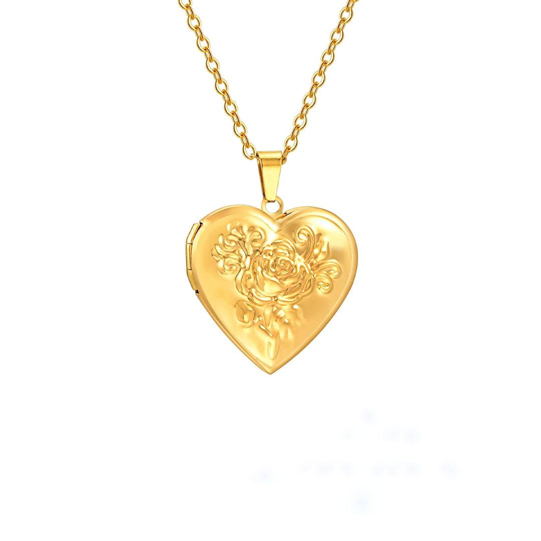 Relicário d'oro e rosas del amor con foto de tu novia/novio 😍