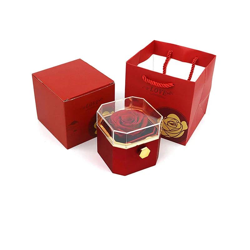 Caja giratoria y collar de corazón grabado con nombres 💝