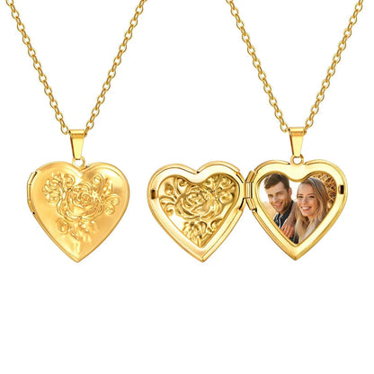 Relicário d'oro e rosas del amor con foto de tu novia/novio 😍